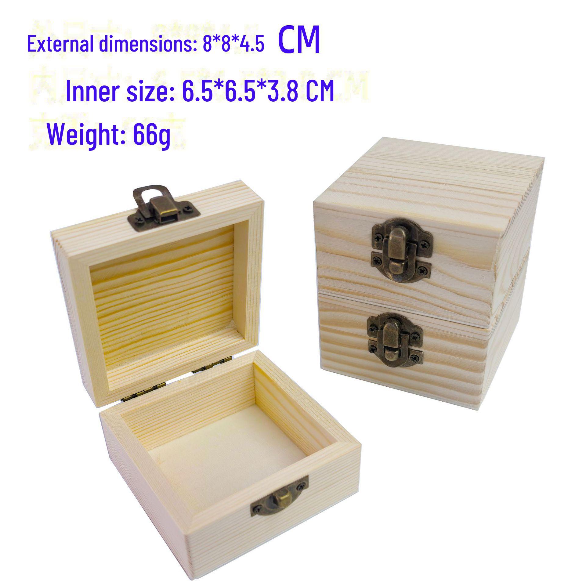 

Маленькая квадратная шкатулка для украшений из сосны с логотипом луны - Подарочная и для хранения, из массива новозеландской сосны