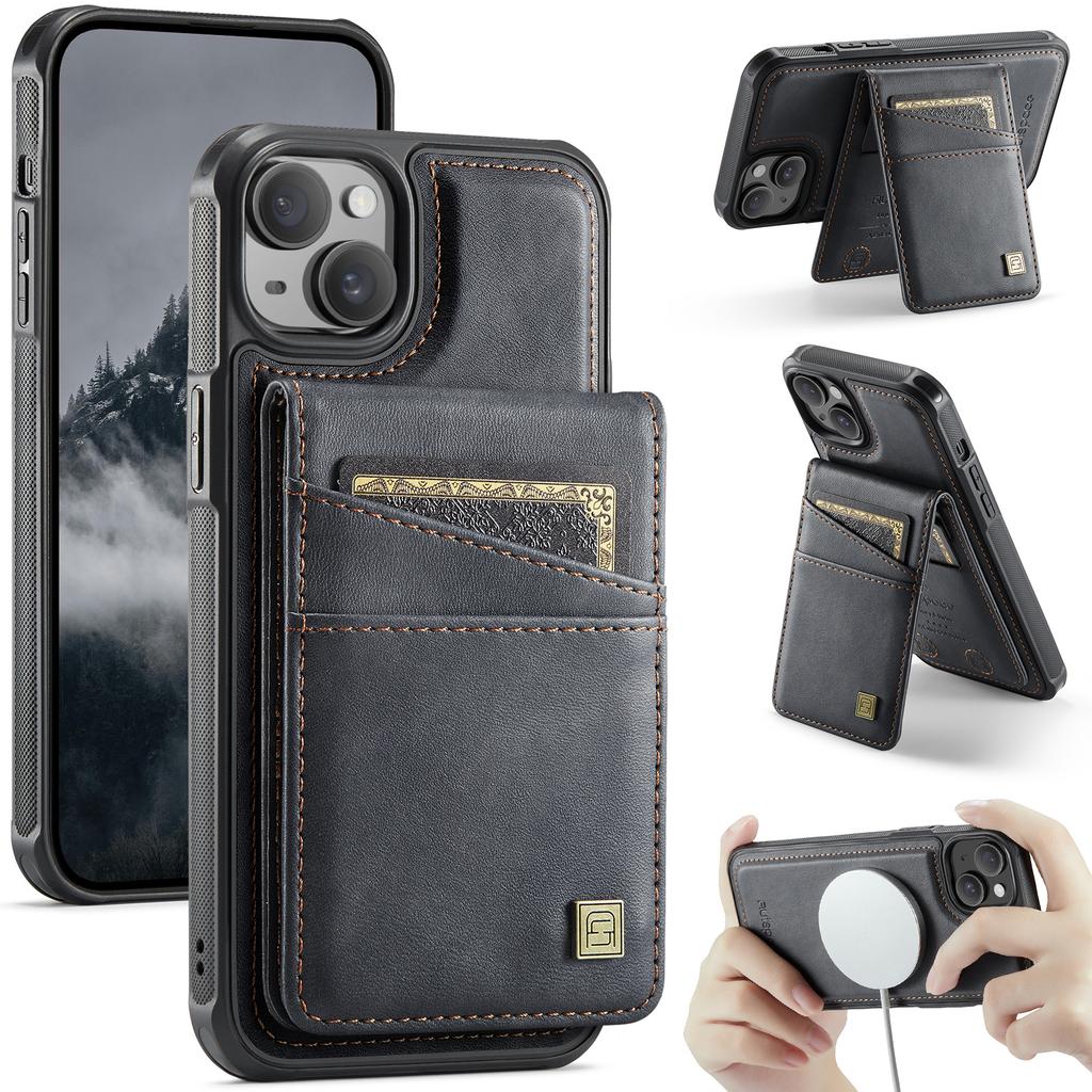 For iPhone 13 6.1 Inch Case AUTSPACE A12 Leather Phone Case with Detachable Card Bag