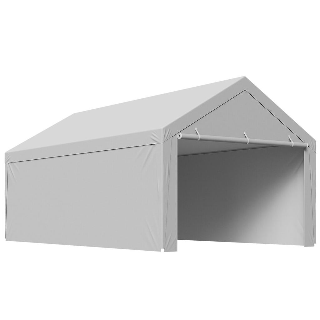 Carport Replacement Canopy, 3.6x 6 m Potable Garage Tent Top Tarp with Sidewalls, UV-Resistant & Waterproof, Heavy Duty Car Shelter Tarp with Ball