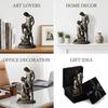 Statue Ornament, Mythology Collectible Bookshelf Vintage Ornament with Distressed Bronze Texture Wrinkled Clothing Pattern for Home Living Room