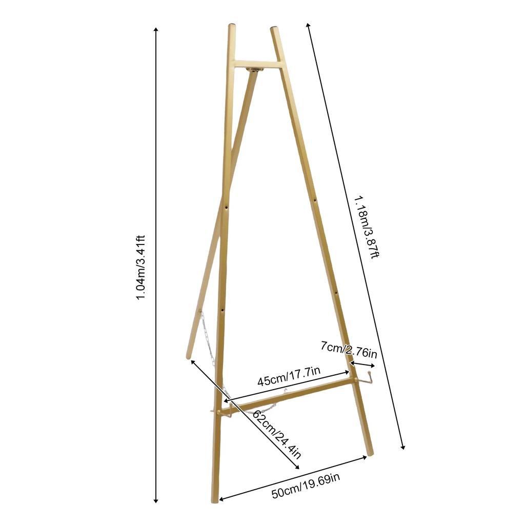 2 Pack Easel Stands Floor Easel Foldable Display Stand Height Adjustable Gold Easel Stand for Weddings Shops Exhibitions