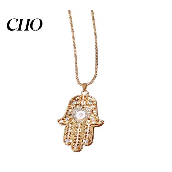 Pendant Necklace Devil Eye Vintage Chain with Hamsa Hand Jewelry Rhinestone Palm Gifts for Women Wife Girlfriend Durable