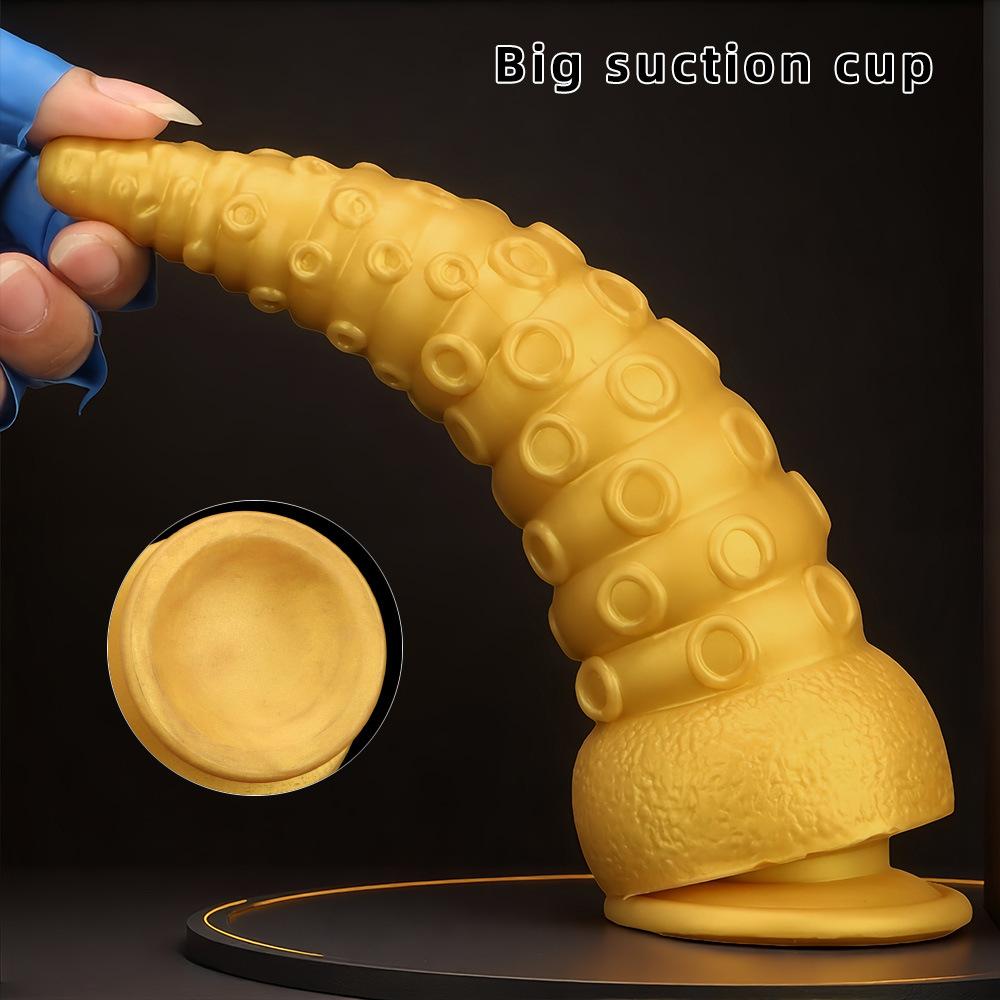 Extra Large Gold Silicone Threaded Vibrator Anal Plug Anal Diverter Dildo Sex Toy Realistic Penis Big Dick