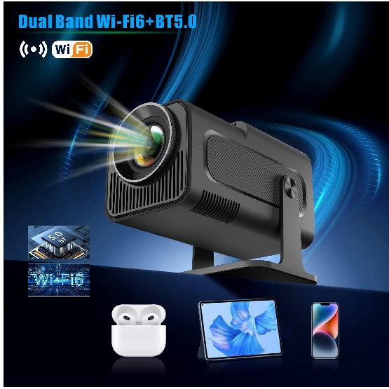 HD True 1080P 4K WIFI Portable Projector 390ANSI Dual Wifi6 BT5.0 TV Home Theater Cinema HY320 HY300 Upgrated For Mobile Phone Android