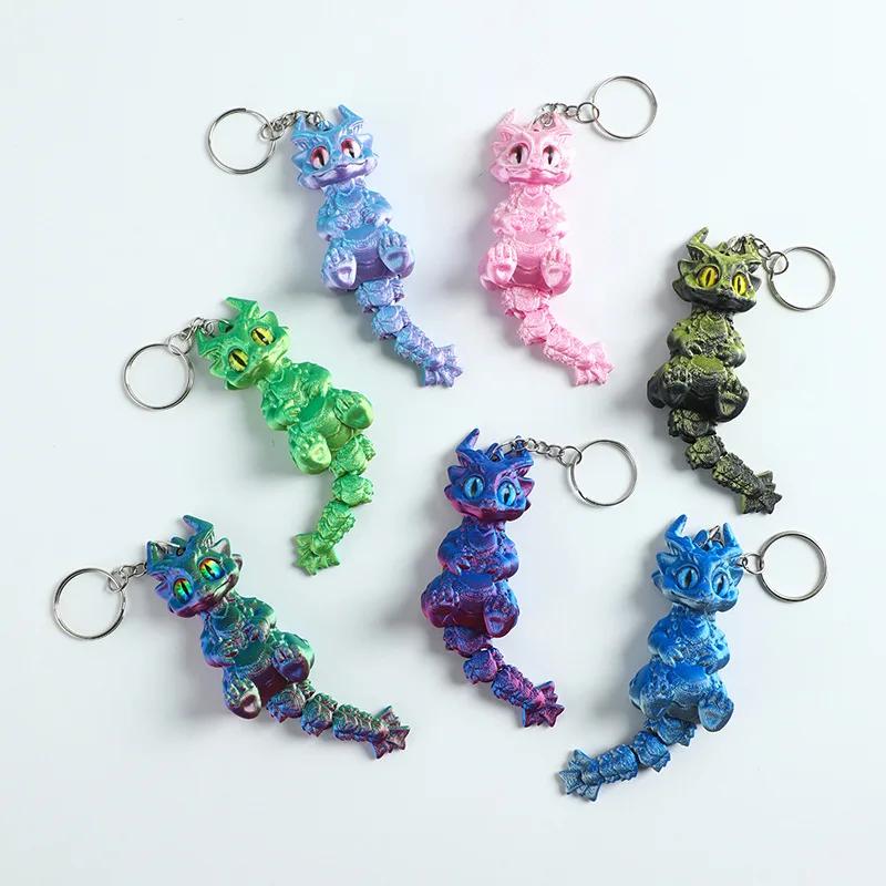 3D Printed Dragon Keychains Articulated Dragons Dragon Fidget Dragons Keychain Ornaments Simulation Model Figurines Statue Gifts