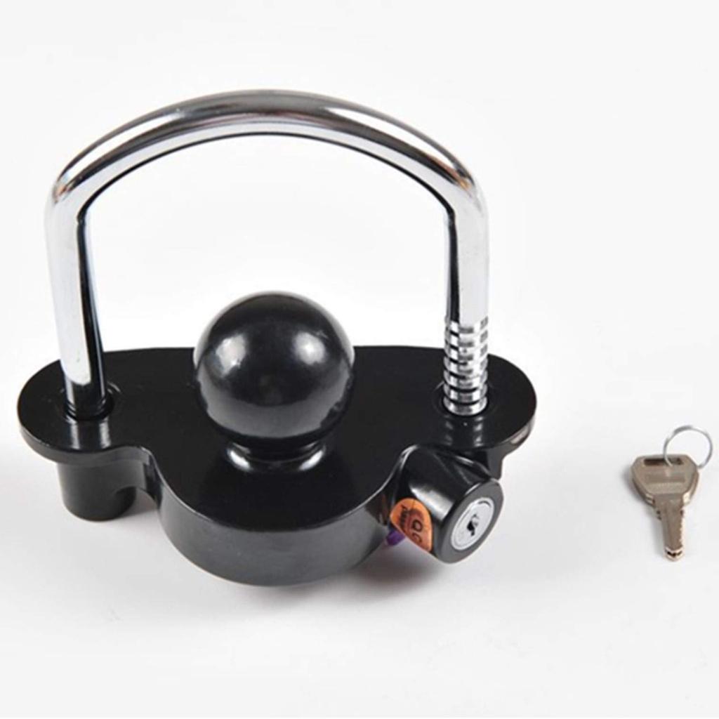 Leiasnow Coupler Lock Trailer Anti-Theft Hitch Ball Hitch Member Anti-Theft Trailer Hitch Cover with Lock (Black)