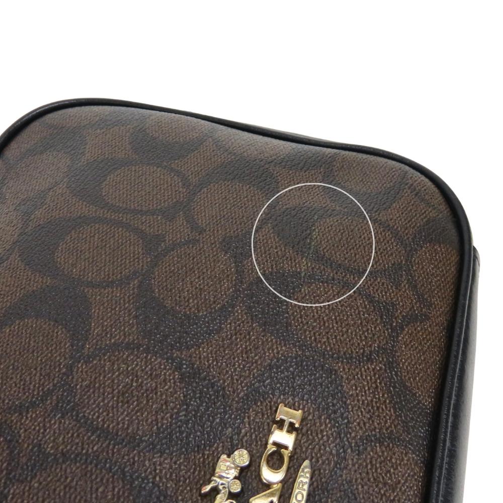 Gebrauchte COACH Umhängetasche Signature F68168 PVC/Leder Dunkelbraun Schwarz Tägliche Nutzung