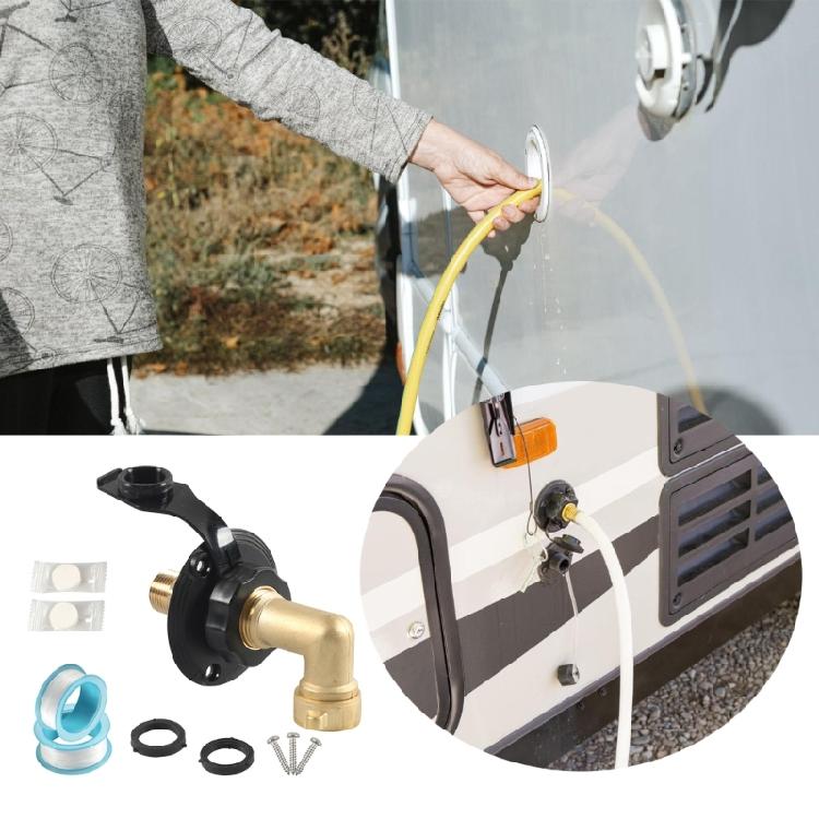 Easy To Install Marine Motorhomes Boat And Trailer Water Inlet Flange With Protective Brass Check Valves And Hose Elbow