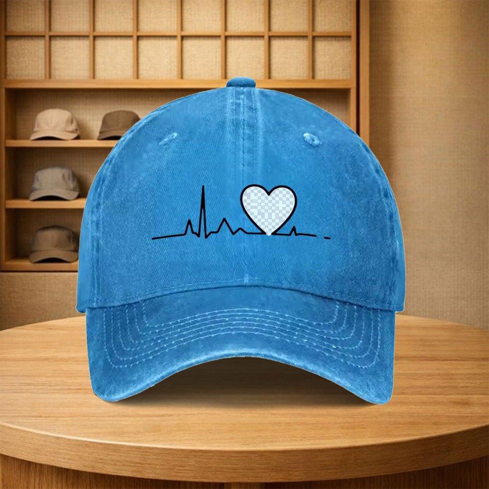 Vintage ECG Heart Pattern Baseball Cap  Unisex Adjustable Multiple Colors