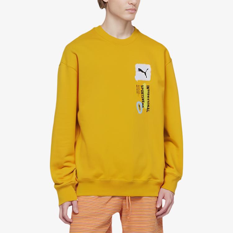 Puma Sudadera de Cuello Redondo con Estampado de Logotipo para Hombre Tops Amarillo 536303-85