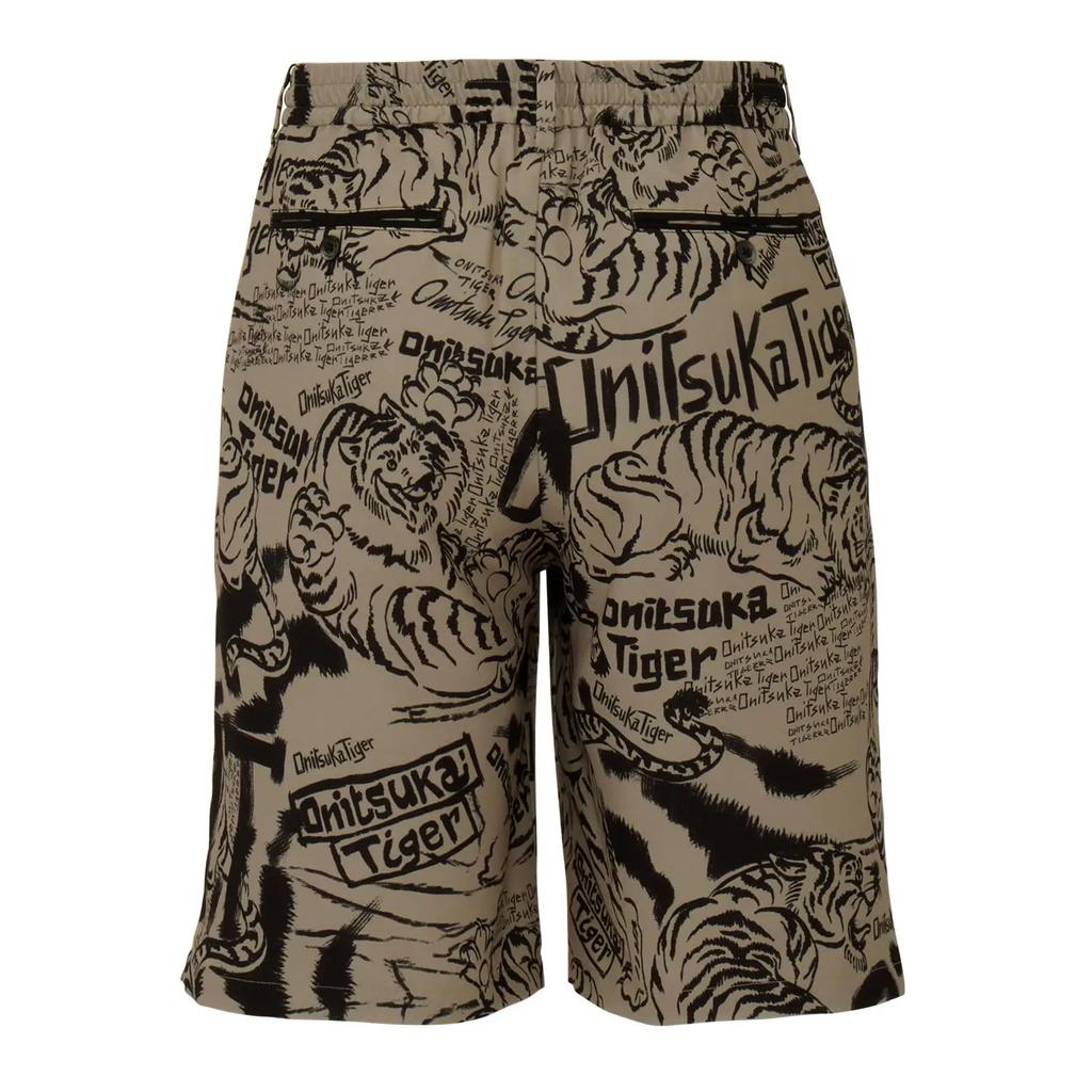 Onitsuka Tiger Elastic Waist Mid Rise Comfortable Printed Casual Shorts Men shorts 2181B048_250