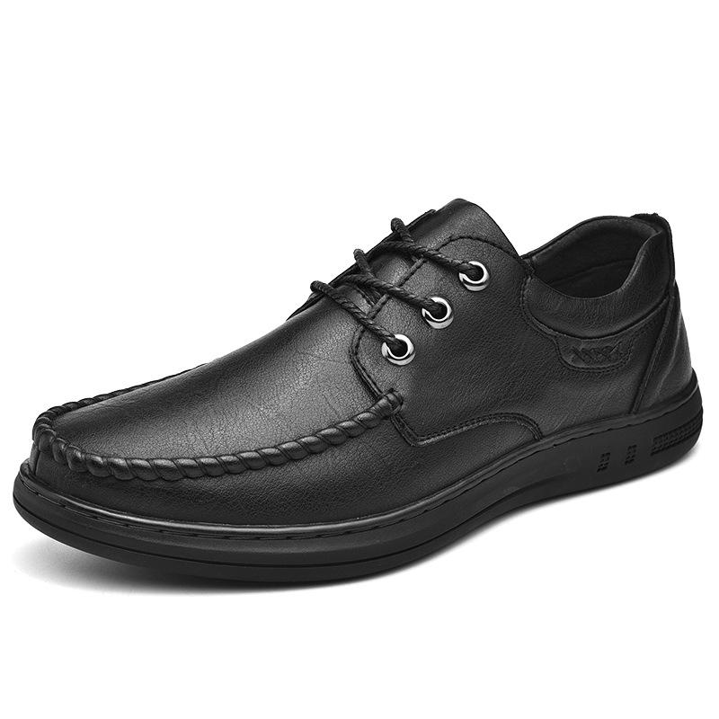 

Кожаная обувь мужская весна новая британская мужская деловая повседневная кожаная мягкая подошва коровья кожа папа одинарная обувь ленивая обувь мужская 38