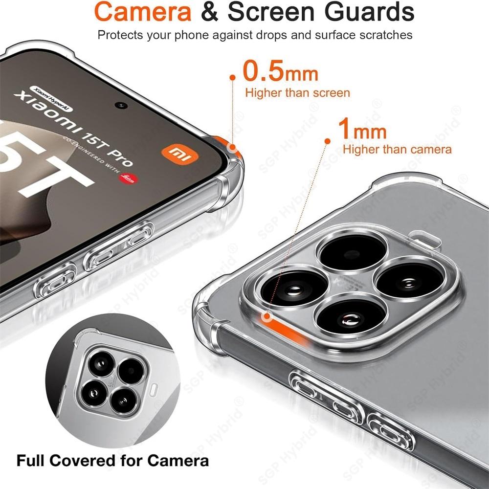 Ultra-Thin Clear Crystal Silicone Soft Case For Xiaomi15T Xiaomi 15T Pro Xiaomi15TPro 5G 2025 Camera Protection Shockproof Cover