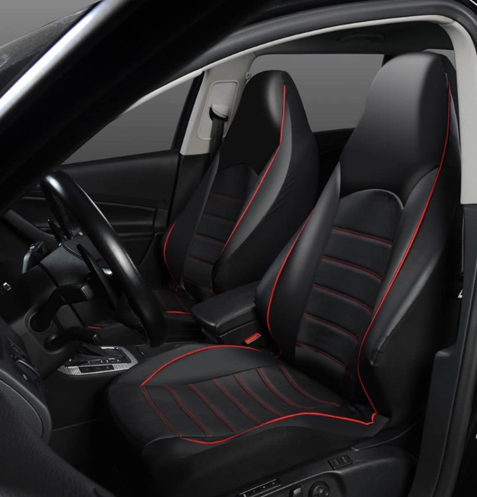 Firma Vordersatz und Kunstleder PU-Leder Sitzbezüge für Standard- und Leichtfahrzeuge "Inlandsverkauf" 2-Sitzer (Fahrer Beifahrer) (Rote Linie)