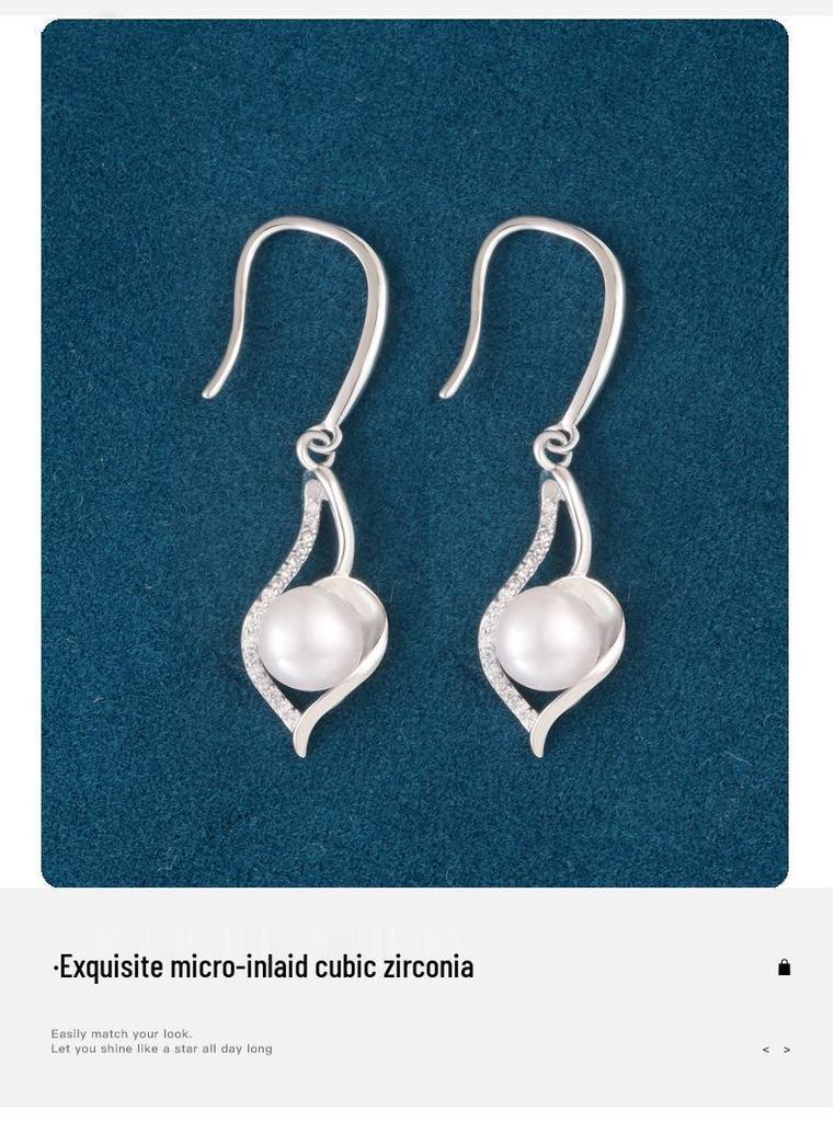 S925 Sterling Silver Baguette Pearl Dangle Earrings for Women - High-End Fashionable Water Drop Slimming Design (2026)