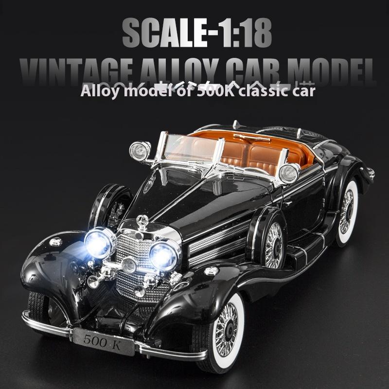 1:18 Mercedes Benz 500K 1936 Klassisches Fahrzeug Legierung Metall Druckguss Auto Modell Indoor Computer Schreibtisch Sammlung Ornamente Geschenk Junge