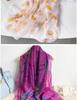 Classic Floral Silk Gauze Scarf - Versatile, Lightweight Sun Protection Shawl for Women, Ideal for Spring, Summer, and Autumn