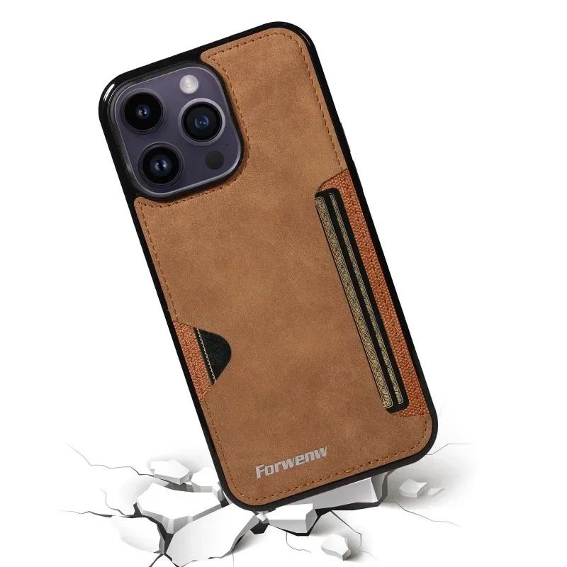 Étui de téléphone en cuir PU professionnel pour iPhone 16 15 14 13 12 11 Pro Max Mini XS XR X 7 8 Plus SE 2022 Portefeuille Porte-cartes