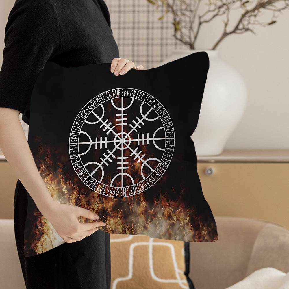 V-Viking Logo V-Vegvisir Luxury Pillow Anime Pillow Sofa Bed Head Pillow Cover Cushion Cover 45X45 Cm Fashion