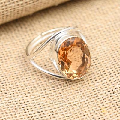 Anello in argento sterling 925 fatto a mano con pietra preziosa morganite