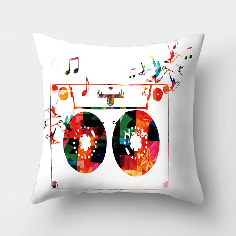 Cushion Cover Pillow Sofa Decorative Pillowcase Musical Instrument Pattern