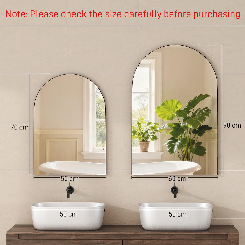 50 x 70cm Arched Home Mirror - Black