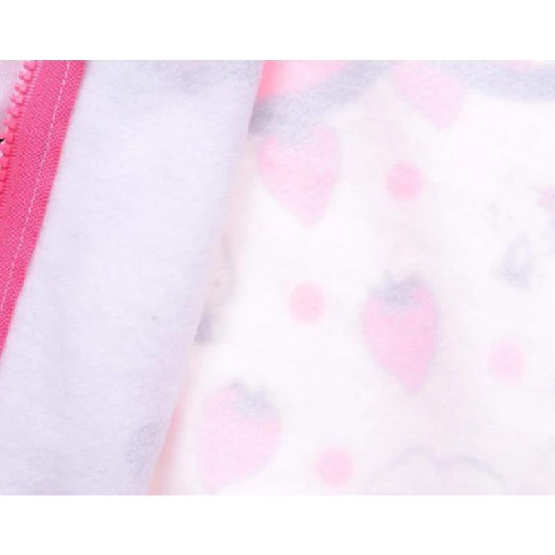 Girls Cotton Cute Cartoon Print Jacket Fleece Lined Hooded Zipper Outer Wear Casual Warm