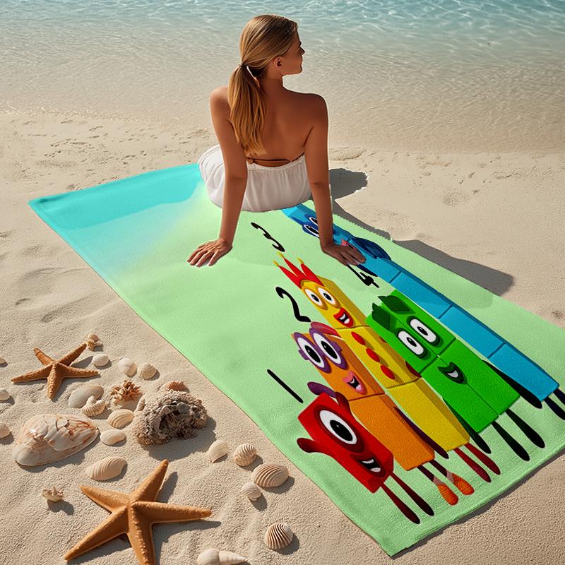 proof beach towel with a Numberblocks3 pattern - soft,absorbent,quick-drying,machine washable - perfect for swimming,camping,bathing
