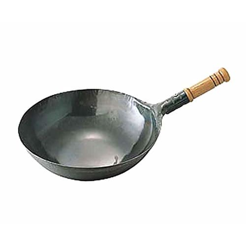 

Yamada Industrial Co., Ltd. 36cm Iron Wok with Wooden Handle, Made in Japan, One-Handed, for Chinese Food, Commercial Use, Yamada Wok 001059
