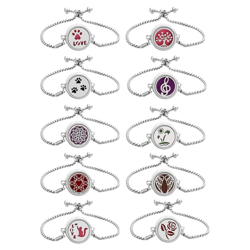 Handmade Bracelet Stainless Steel Essential Oil Diffuser Pendant Handchain Adjustable Wristchain Fashion Jewelry Gift