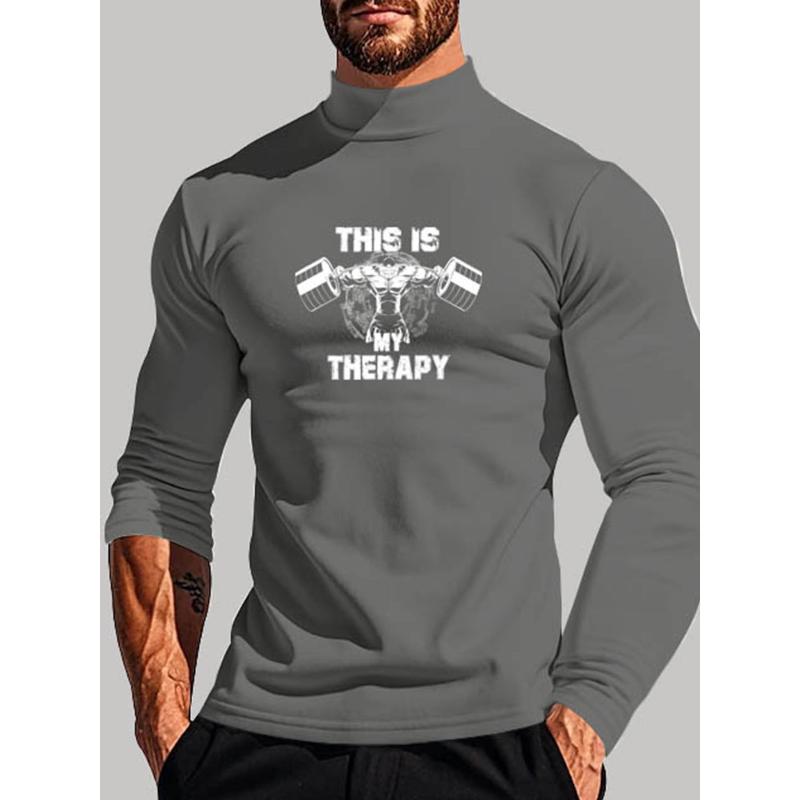 Polyester Men s Mock Neck Long Sleeve, Ideal for Office Casual Looks XXL серый