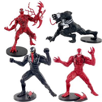 4Pcs Marvel Venom Carnage Action Figure Set Superhero Collectible Model Dolls PVC Statue Toys for Kids Fans Gift Home Desktop Decor