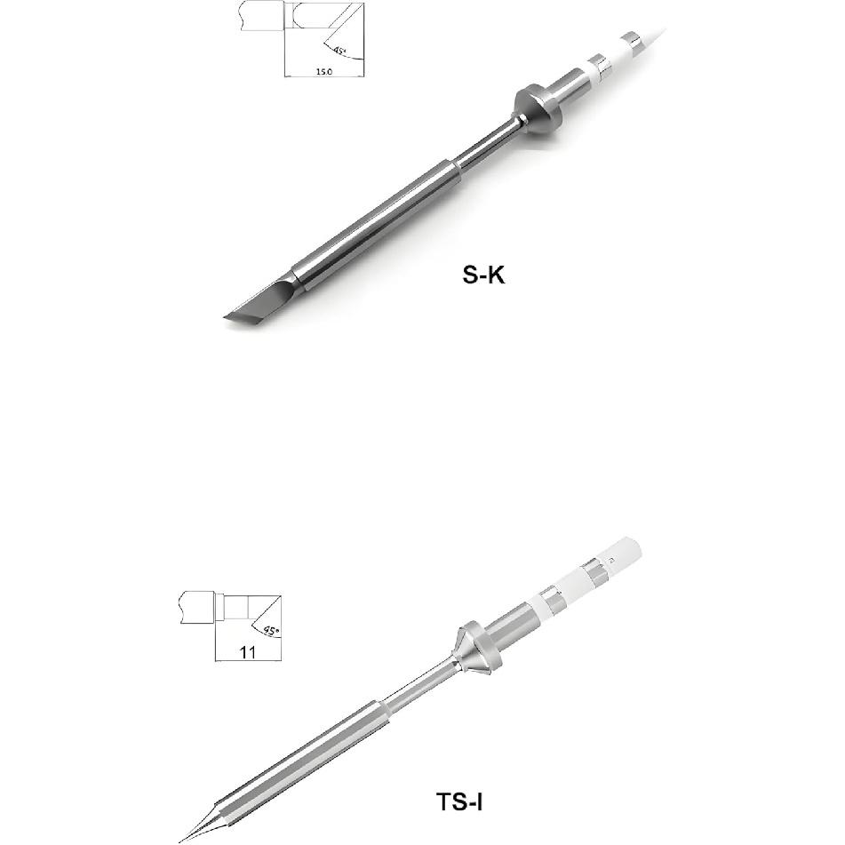TS100 Soldering Iron Tips 7 Types Portable Mini Soldering Iron Tips Stainless Steel Replacement for TS100 Soldering Iron TS-KU, TS-B2, TS-D24,