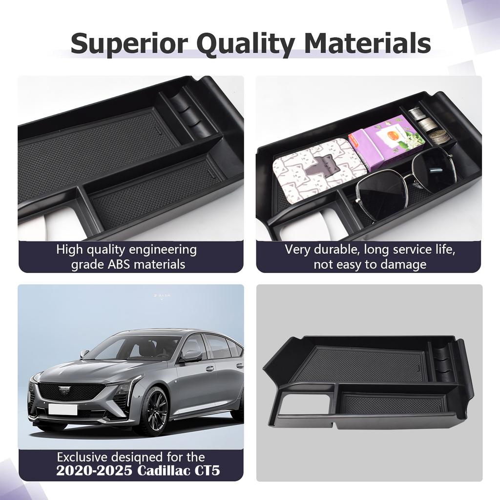 For 2025 2025 2025 Cadillac CT5 Center Console Organizer Tray Coin Storage Secondary Armrest Box ABS Accessories Car Storage Box