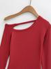 American Spicy Girl One-Shoulder Cutout Long-Sleeve T-Shirt: Slimming, Waist-Cinched, Irregular Cropped Top
