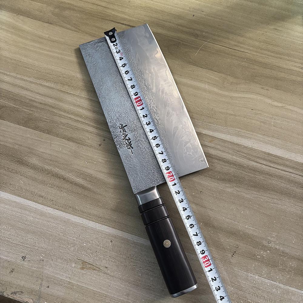 8 Inch Chinese Chef Knife Shiro-ichi Steel Blade Ebony Handle Slicing Vegetables Cleaver Meat Handmade Forged Kitchen Knives