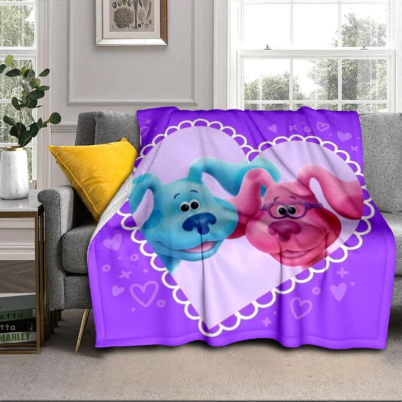 Cartoon Blue dog Blanket Flannel Blanket for bed, sofa, Camping, Hiking, Picnic Essentials, gift for family Fan gifts