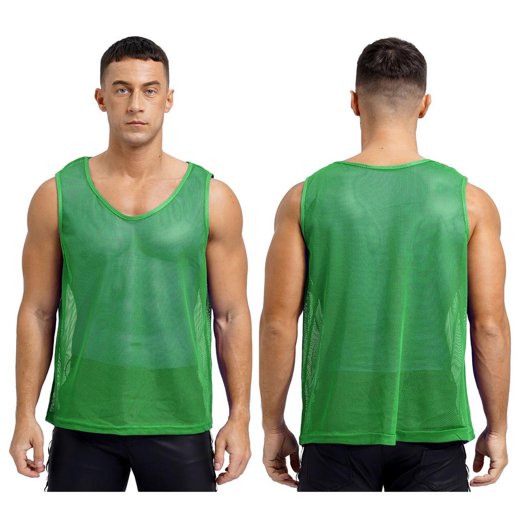 Gilet d'entraînement en maille ajourée pour homme Sport d'équipe Col rond Sans manches Débardeur Musculation Clubwear Tenue de plage