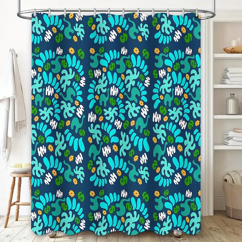 Floral Shower Curtain Waterproof Vintage Botanical Pattern Bathroom Decor Nature Landscape Farmhouse Style Washable Fabric