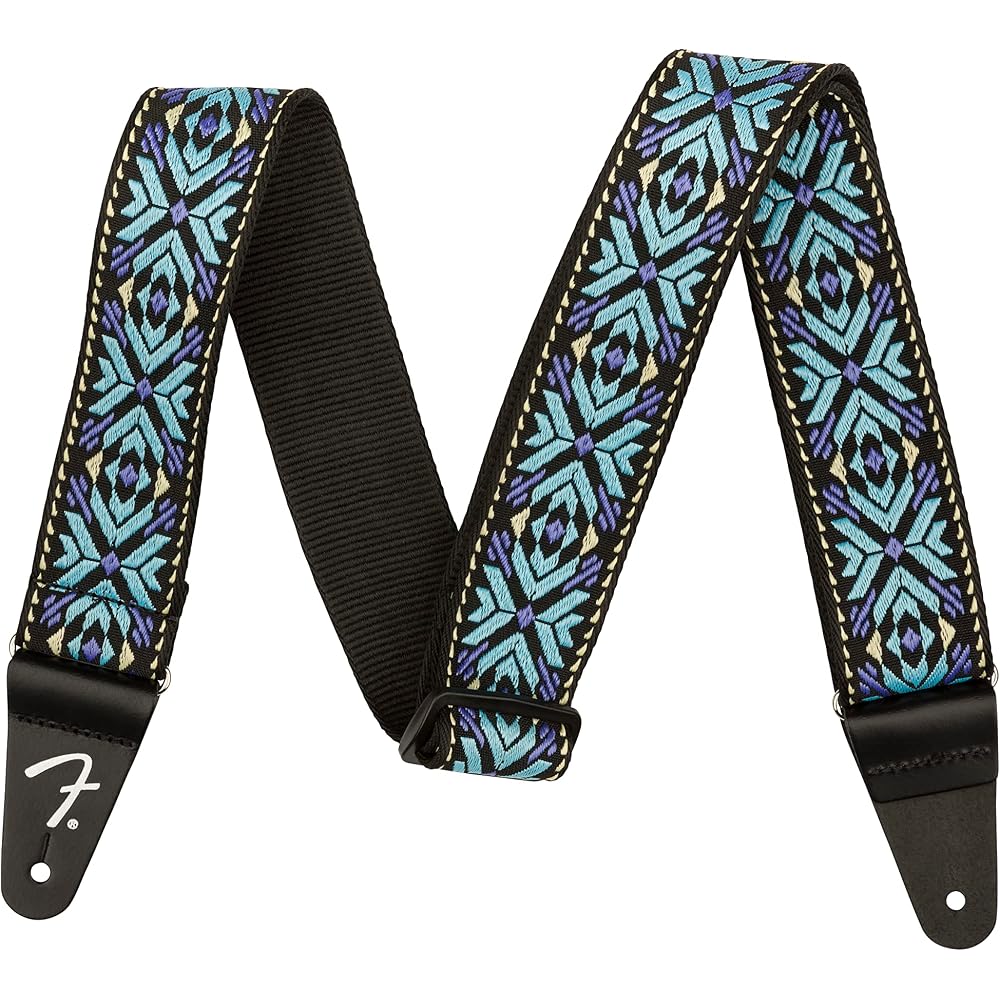 Fender Canadian Musical Instrument Strap Pasadena Woven Strap, Blue Snowflake, 2"