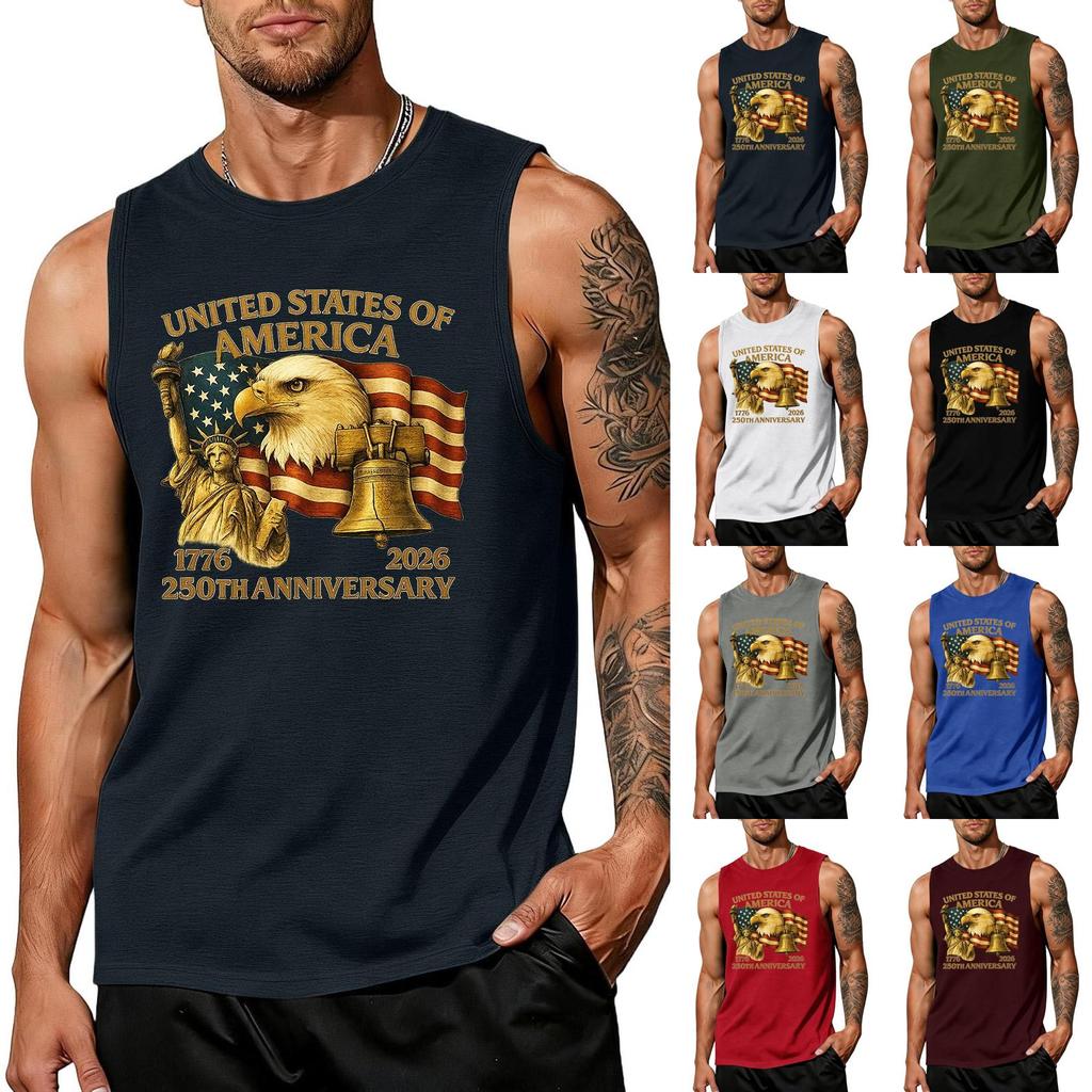 Men's Loose Fit Sleeveless Tank Top Casual Summer Shirt Lightweight Breathable Fabric Printed Graphic Design Comfortable Fit