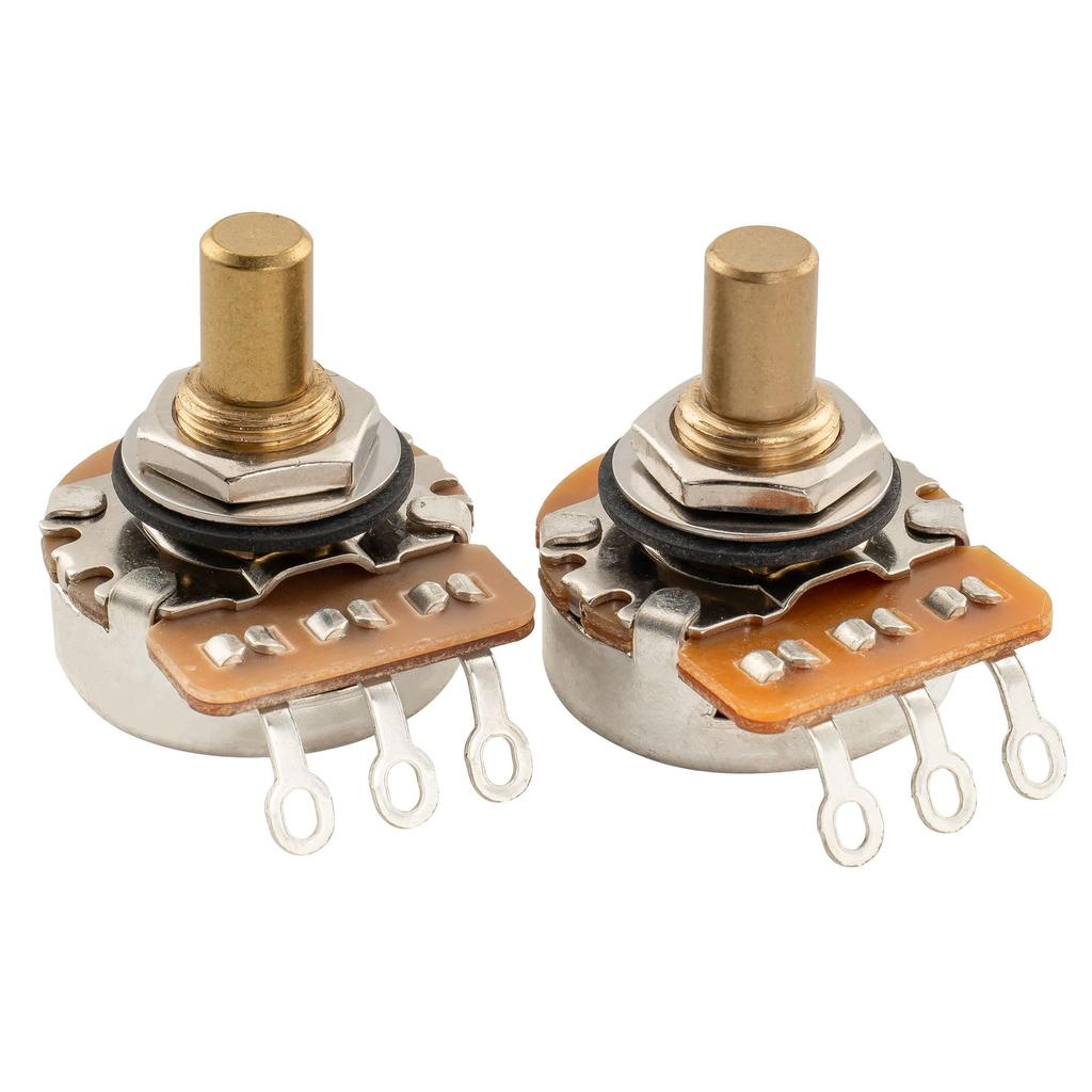Musiclily Pro HD Short Solid for JB Electric A250K+B250K Potentiometer, Brass, Shaft, 1/4" A/B Curve, Telecaster, PB, Guitar/Bass (1A/1B Set)