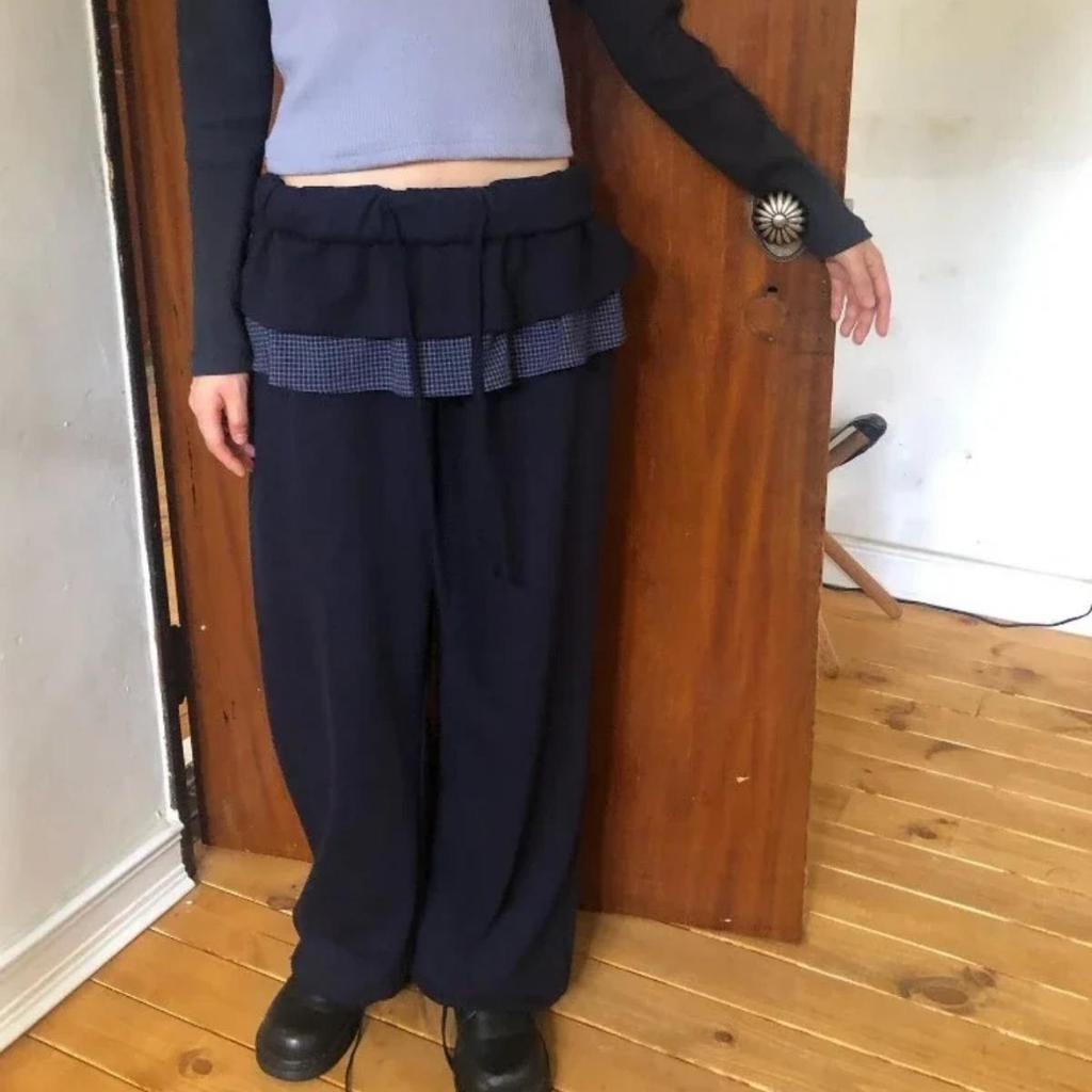 Y2k Harajuku Streetwear High Waist Wide Leg Pants Korean Style Vintage Kawaii Sweet Solid Fake Two-piece Trousers