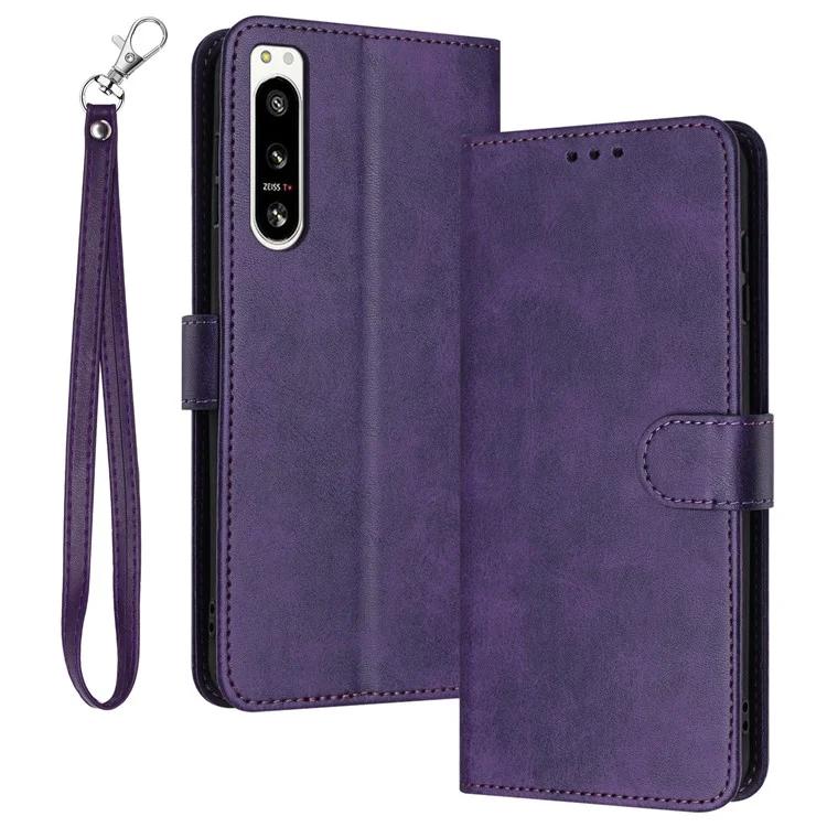 For Sony Xperia 5 IV 5G Anti-Scratch Leather Phone Cover Wallet Wholesale Phone Case with Stand Function - Green