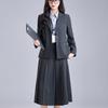 Petite Women's Collegiate Suit Set, Dark Gray Jacket - Ideal for Commuting or University Interviews