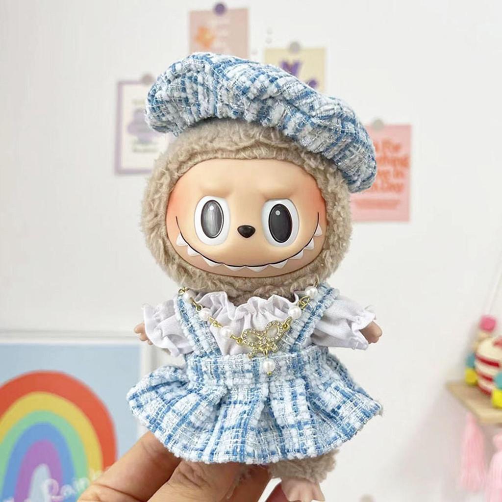 4 Pieces 17cm Mini Doll Clothes Set Cute Suit Costumes Clothing Girl Outfits for Labubu Doll
