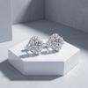 S925 Sterling Silver Platinum Plated Luxury Moissanite Stud Earrings with Square Halo Round Brilliant Cut for Women
