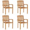VidaXL Stapelbare Gartenstühle 4 Stk. Massivholz Teak