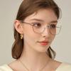 Metal Cat Eye Half Frame Glasses Women Trendy Thin Anti Blue Light Fashion Eyewear Casual Accessories