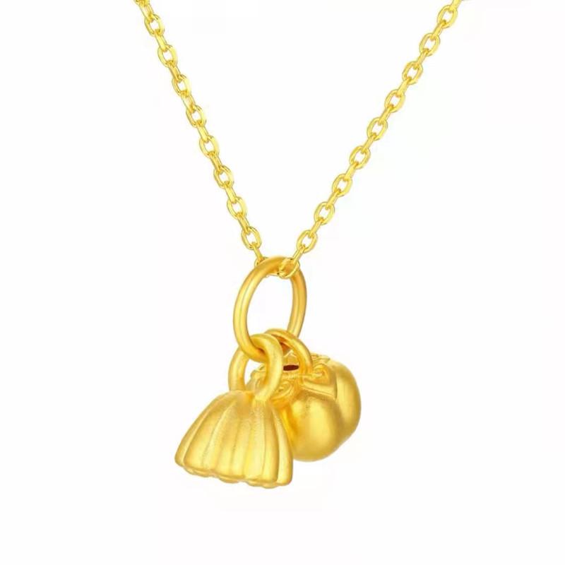 

3D Подвеска-ожерелье «Два мира»: 999 Проба Чистое Золото Бусина Удачи и Дизайн Лотоса для Женщин 999 Pure Gold